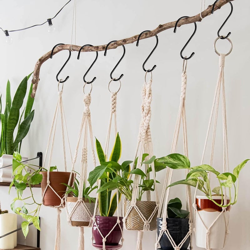 DINGEE 12 Pack 6 Inch S Hooks,Large S Hooks Vinyl Coated Heavy Duty S Hook for Hanging Non Slip S Hanger Closet Hooks, Steel Metal Black Rubber S Hook for Hanging Plants,Clothes,Jeans,Pot Pan Garden - Image 5